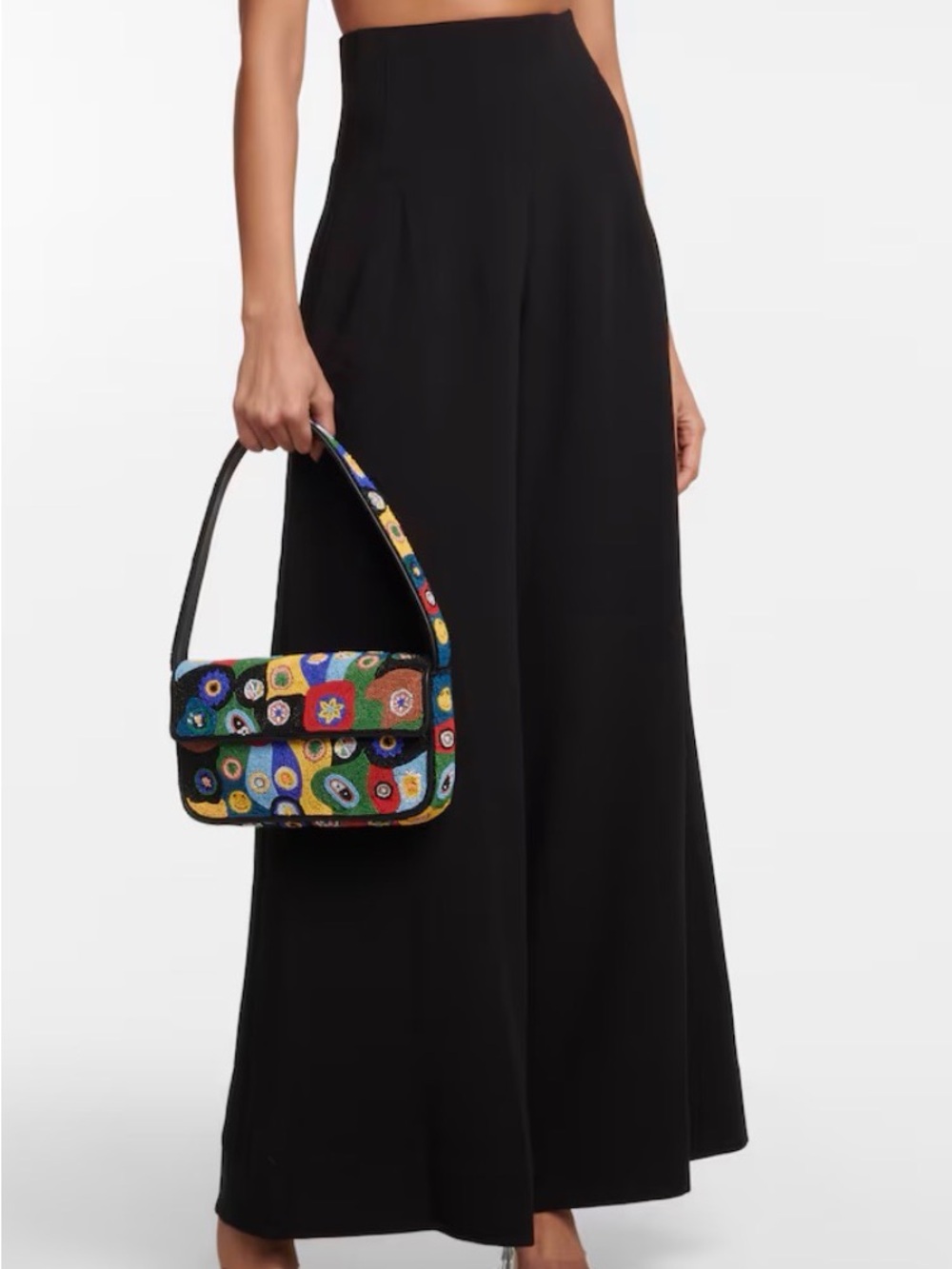 Staud classic Black Womens high-waist x-wide leg pants